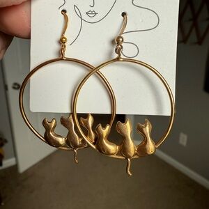 Gold Cat Hoop Earrings